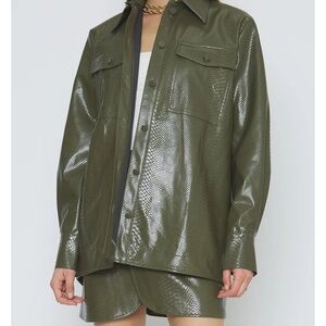 Olive Green Faux Leather Jacket- 4SI3NNA DEVON JACKET